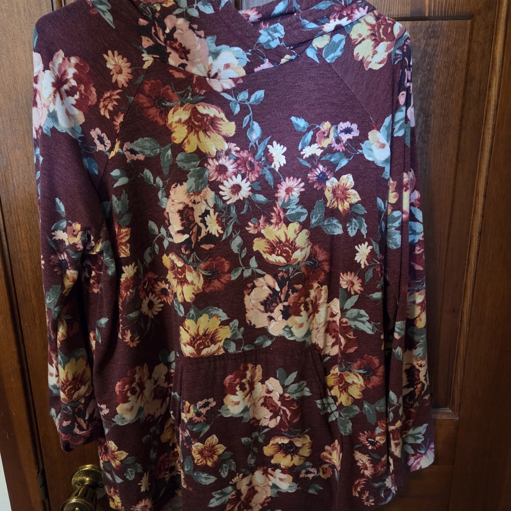 LuLaRoe Burgundy Floral Hoodie